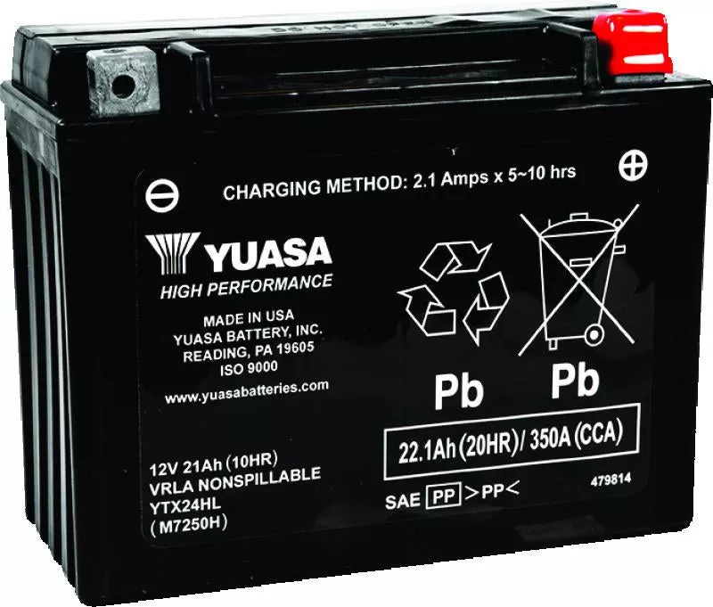 Yuasa YTX24HL Maintenance Free AGM 12-Volt Battery