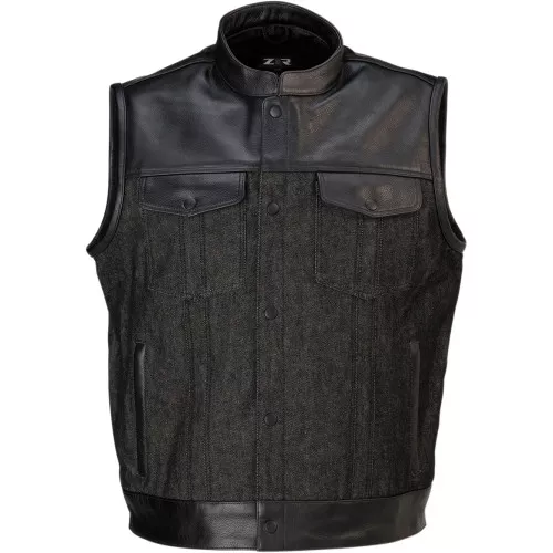 Z1R Linchpin Black Leather/Denim Vest