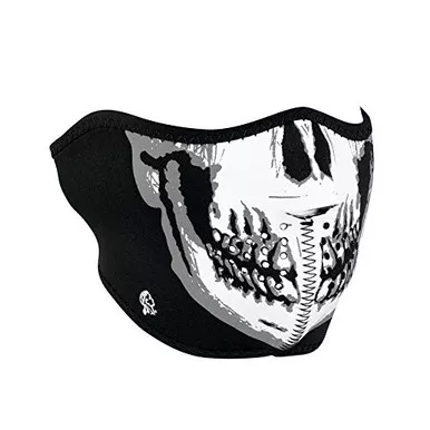 Zanheadgear Neoprene Half Face Mask, Black and White Skull Face Glow in The Dark